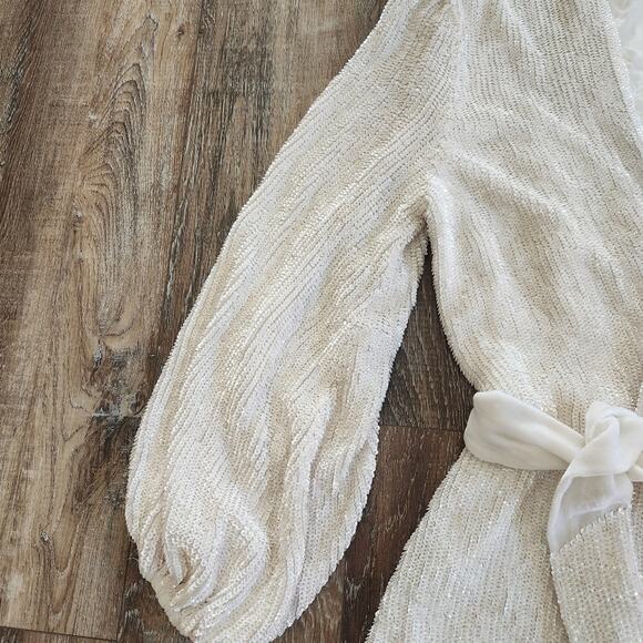 Retrofete Gabrielle Robe Dress in White Sequins Size XS Long Sleeve Blet - Picture 6 of 15